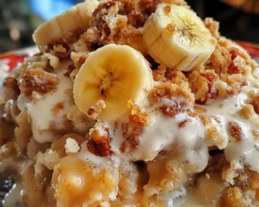 this would definitely be it. Gooey, golden, and irresistibly comforting, this Southern Banana Cobbler disappears within minutes at family gatherings. It's warm, cinnamon-kissed, and perfect served with a generous scoop of vanilla ice cream.