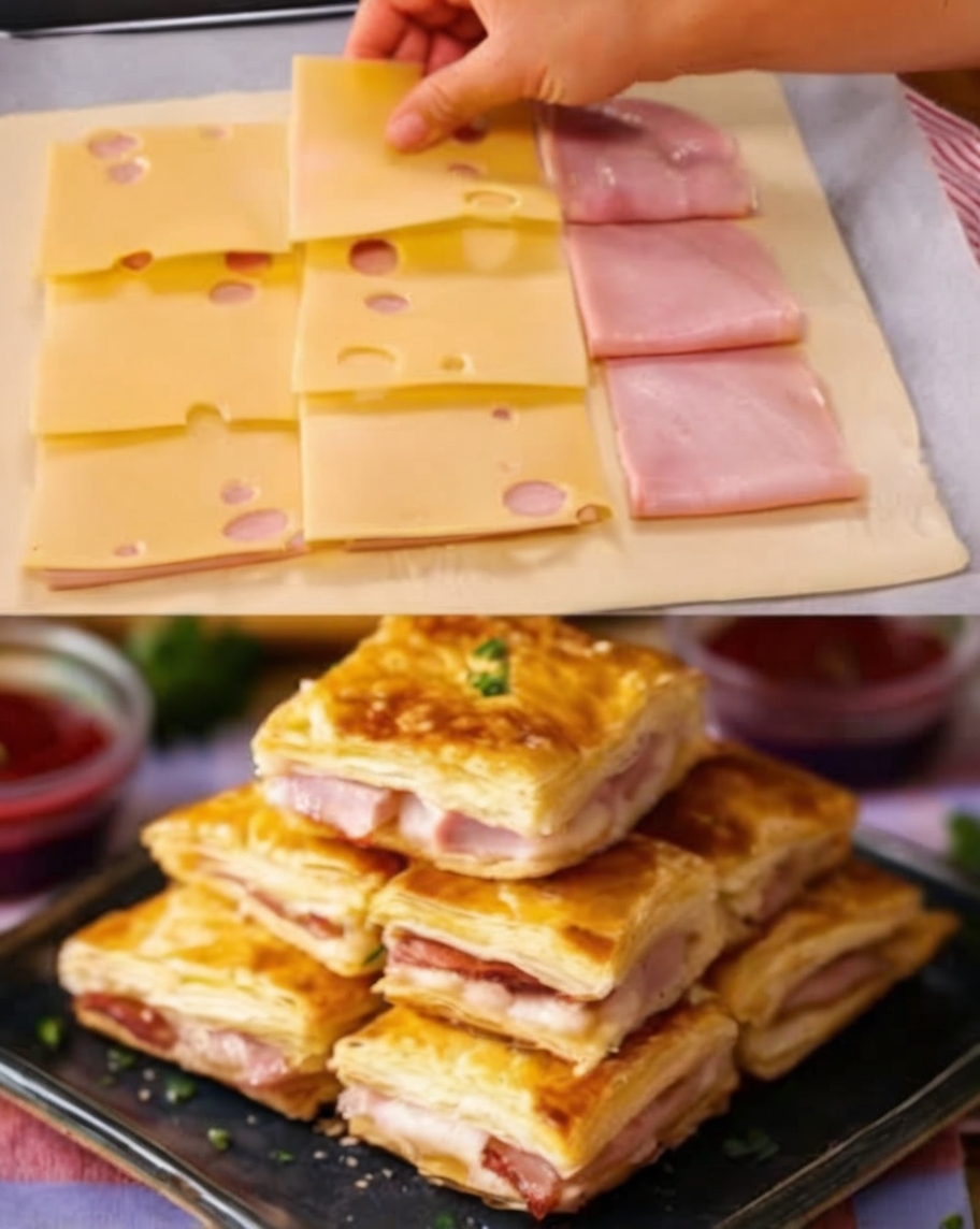 These buttery, flaky ham and cheese puff pastry pockets are perfect for brunch, lunchboxes, or a quick dinner. Customize with your favorite fillings and enjoy!