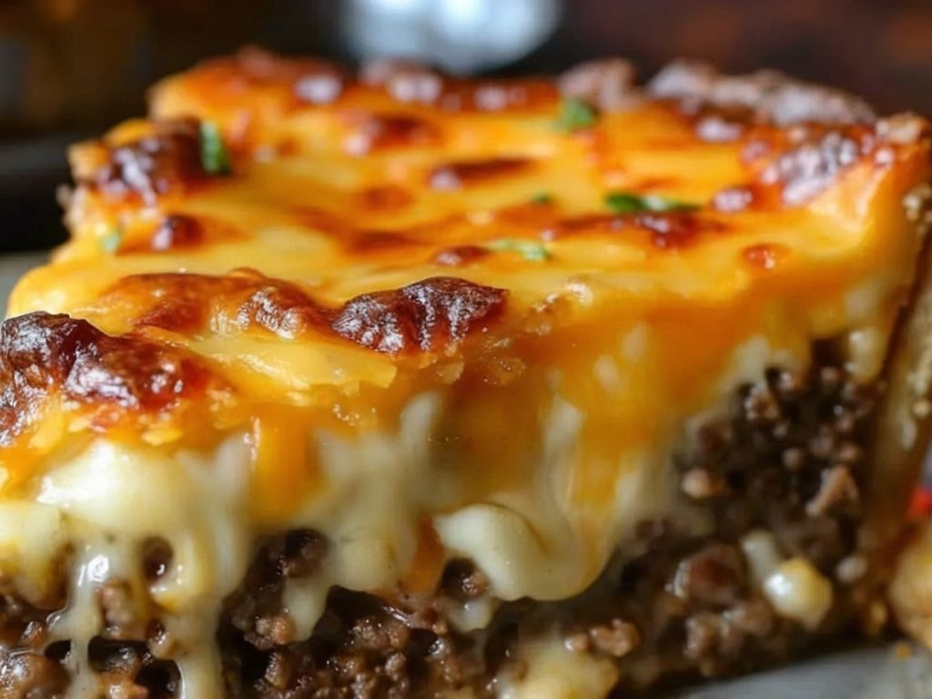 This easy and hearty Cheeseburger Pie is a family favorite with a rich, savory beef filling, creamy cheese topping, and a golden, biscuit-like crust. Perfect for busy weeknights or casual dinners!