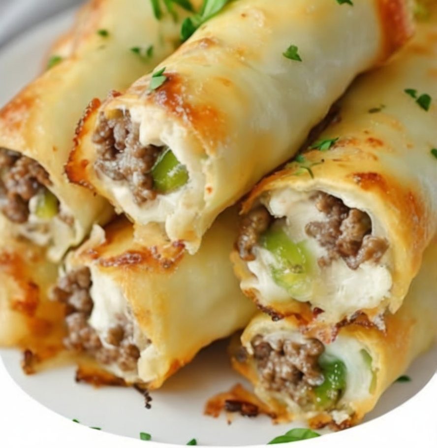 Low-carb, high-protein, cheesy roll-ups that deliver all the flavor of a classic Philly cheesesteak without the carbs.