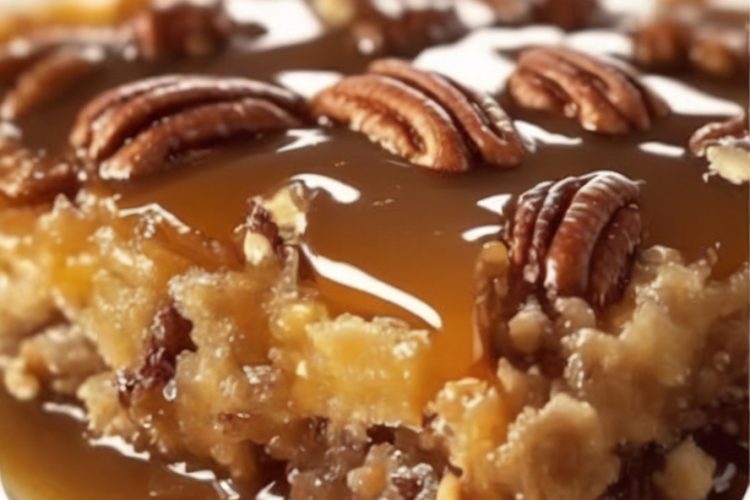 Combining the classic flavors of pecan pie with the simplicity of a dump cake, this easy dessert is perfect for holidays,