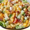 The ultimate crowd-pleasing side dish! Tangy, creamy, and loaded with crunch—this pasta salad is summer in a bowl.