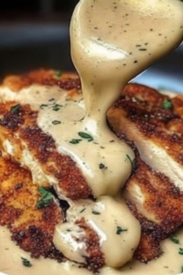A crispy, cheesy chicken breast topped with a rich, velvety garlic butter sauce—comfort food that feels restaurant-worthy.