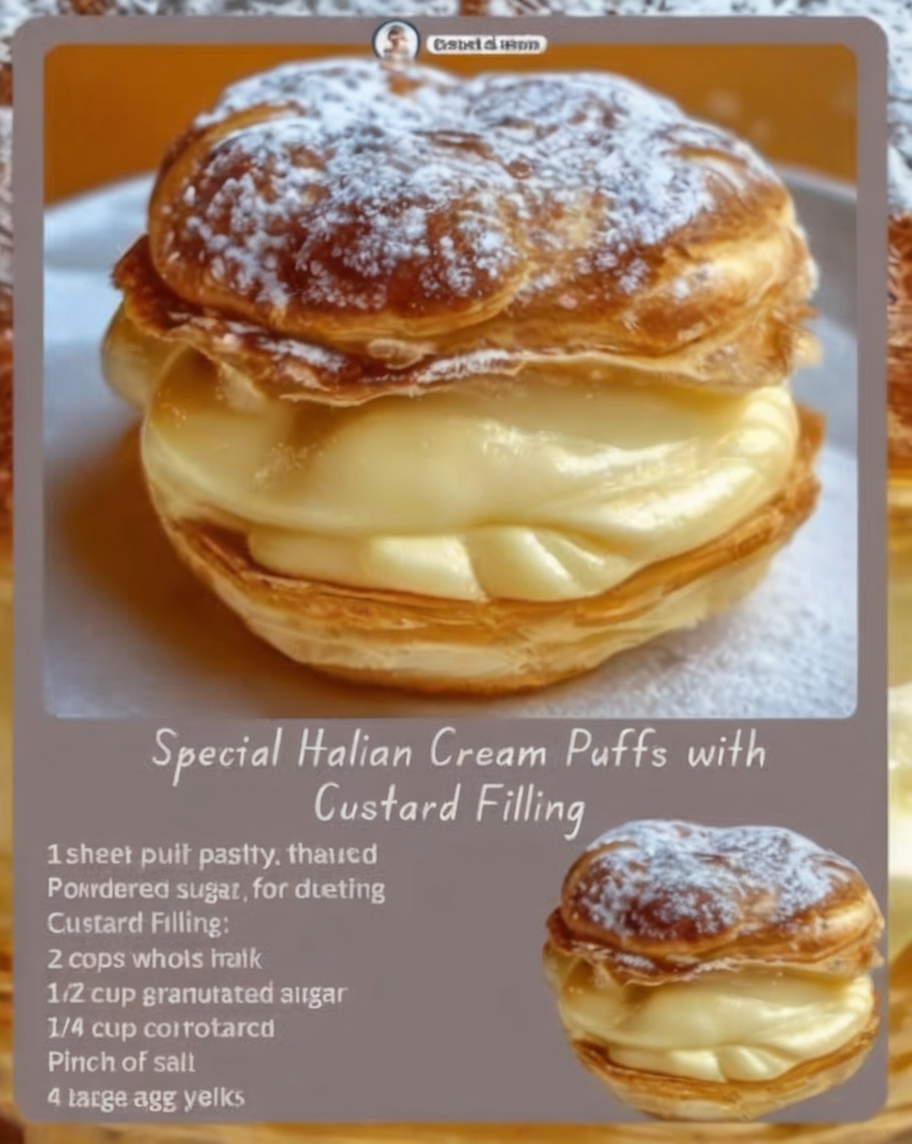 Light and flaky puff pastry filled with silky custard — a true Italian treat.