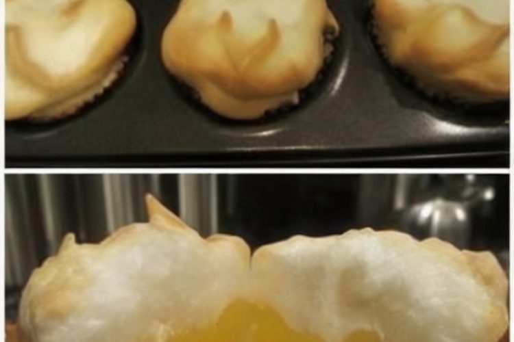 Fluffy cupcakes filled with tangy lemon curd and topped with golden meringue.