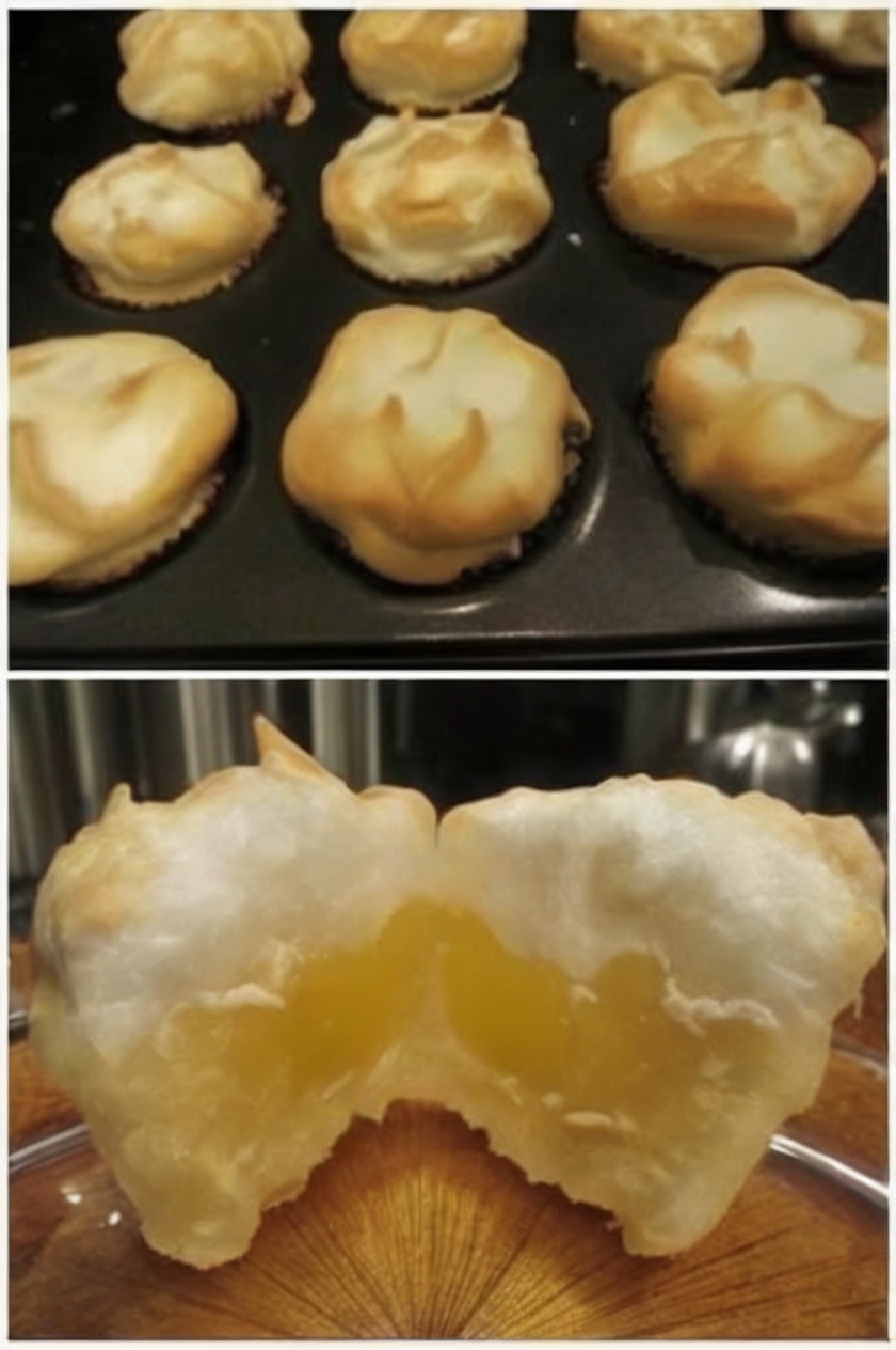 Fluffy cupcakes filled with tangy lemon curd and topped with golden meringue.