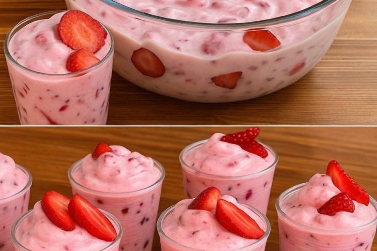 A light, creamy, and refreshing dessert made with fresh strawberries and yogurt.