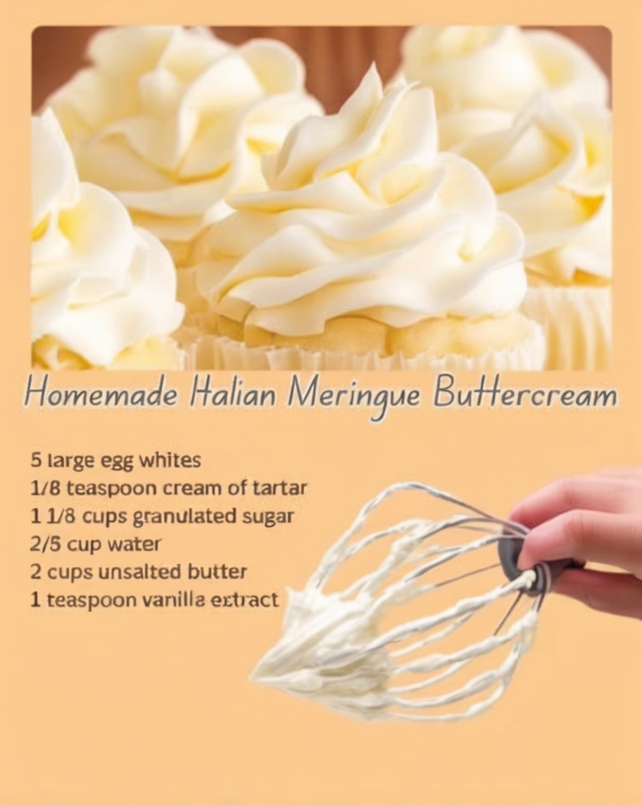 A silky, professional bakery-style frosting made from egg whites, sugar syrup, and butter. Perfect for piping, frosting, and filling!