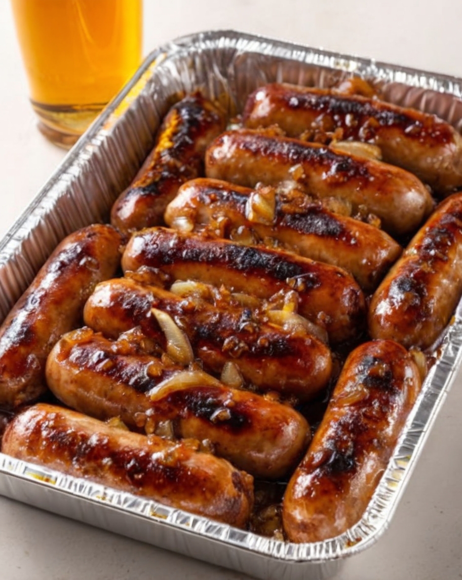 Juicy sausages coated in a sticky honey garlic glaze, baked to perfection in one pan. An easy, crowd-pleasing dinner!