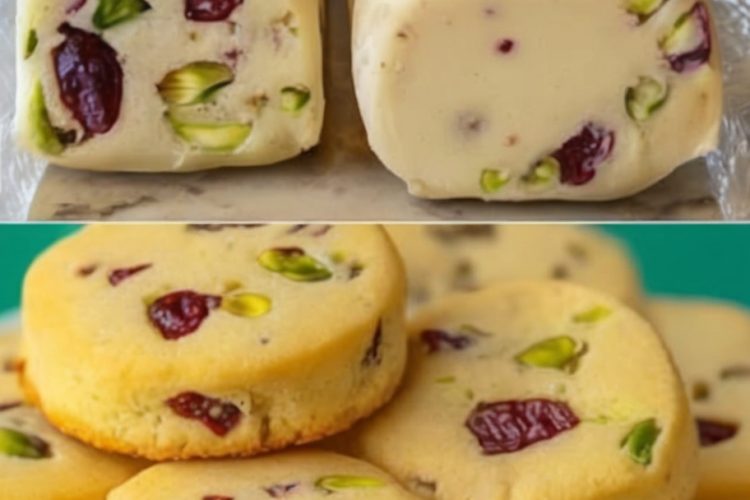 Tender, melt-in-your-mouth shortbread bursting with festive pistachios and cranberries—perfect for gifting or coffee breaks!