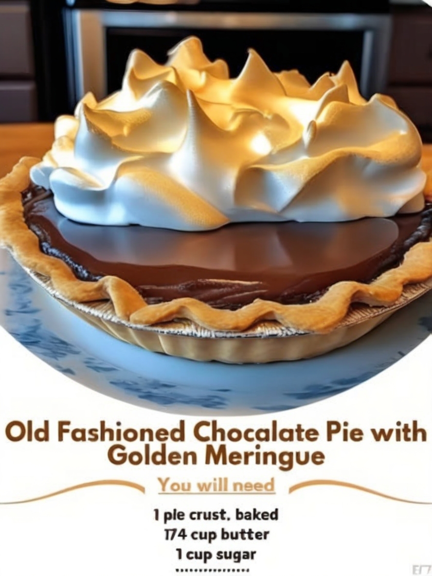 Silky chocolate custard nestled in a crisp crust, topped with sweet, toasty meringue—pure comfort dessert.