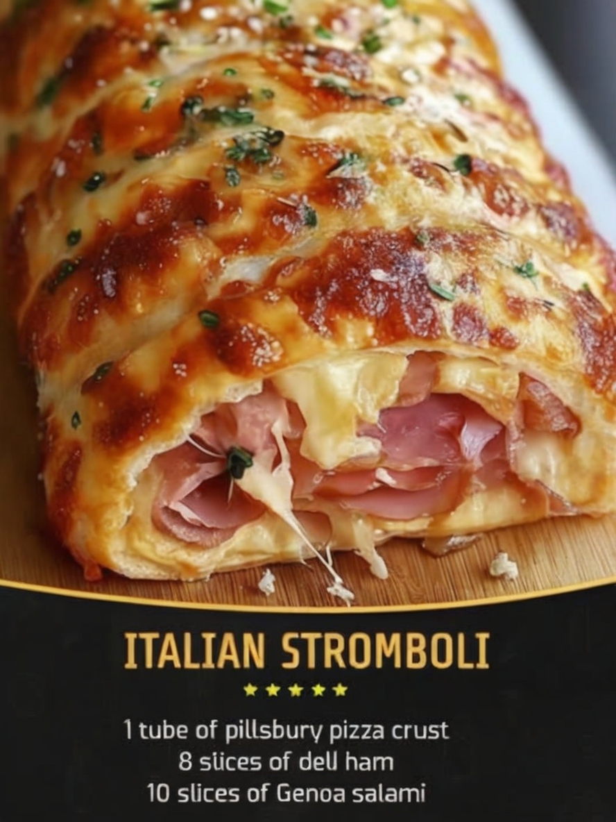 Homemade Italian Stromboli — Crispy, Cheesy, and Packed with Meaty Goodness