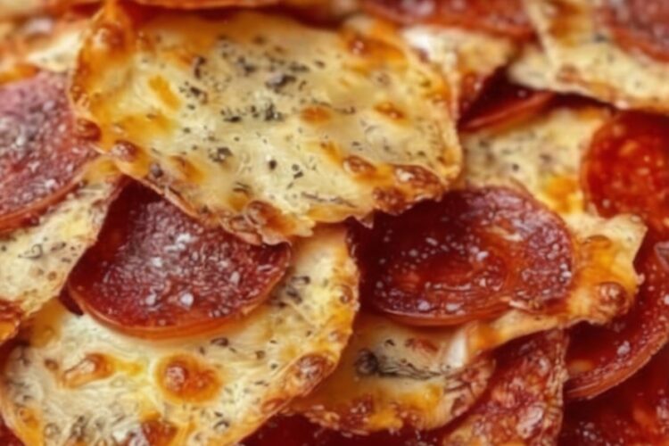 Crispy, cheesy, and loaded with pizza flavor—these low-carb pizza chips are made with just cheese and pepperoni. Perfect as a keto snack or party appetizer!