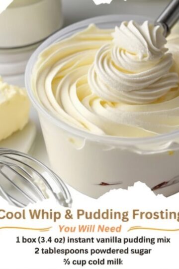 A light, fluffy, and delicious 3-ingredient frosting made with instant pudding mix—perfect for cakes, cupcakes, and cookies.