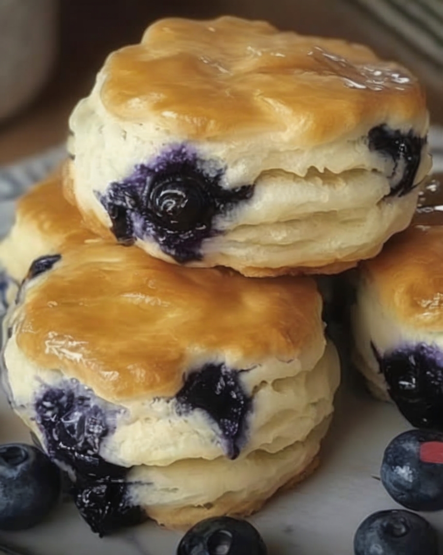 These homemade buttermilk blueberry biscuits are buttery, flaky, and bursting with fresh berries. The perfect easy blueberry breakfast or fruit-filled brunch idea.