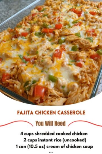 If you love the bold, sizzling flavors of restaurant-style chicken fajitas but want the ease of a one-pan dish, this Fajita Chicken Casserole is your new go-to. It’s cheesy, hearty, and packed with colorful peppers, black beans, corn, and juicy chicken