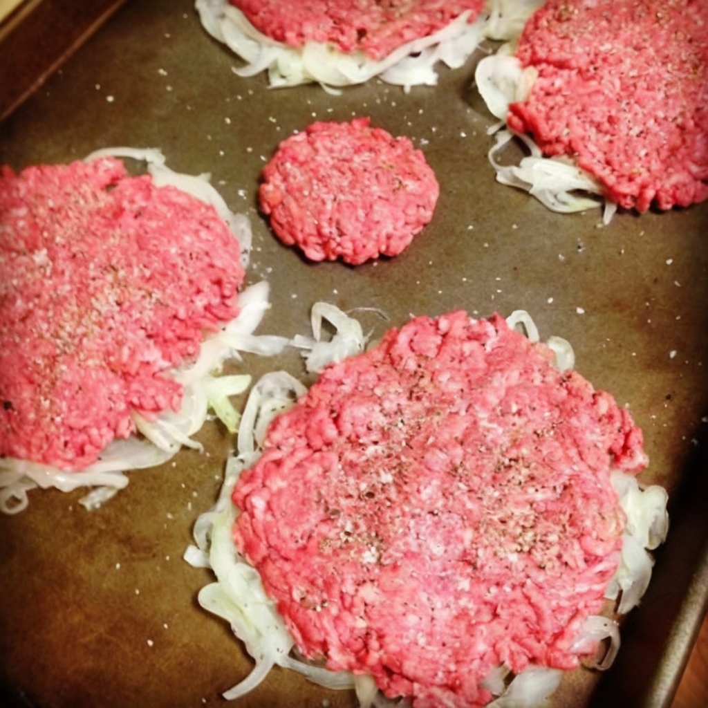 Juicy beef patties smashed with thinly sliced onions for a crispy, caramelized, diner-style burger.