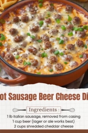 Cheesy, hearty dip made with Italian sausage, melty cheddar, mozzarella, and a splash of beer for ultimate game-day flavor.