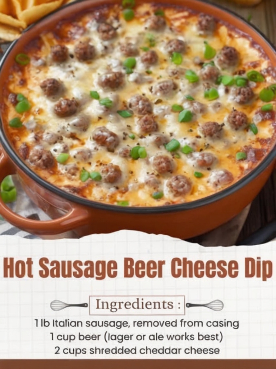 Cheesy, hearty dip made with Italian sausage, melty cheddar, mozzarella, and a splash of beer for ultimate game-day flavor.