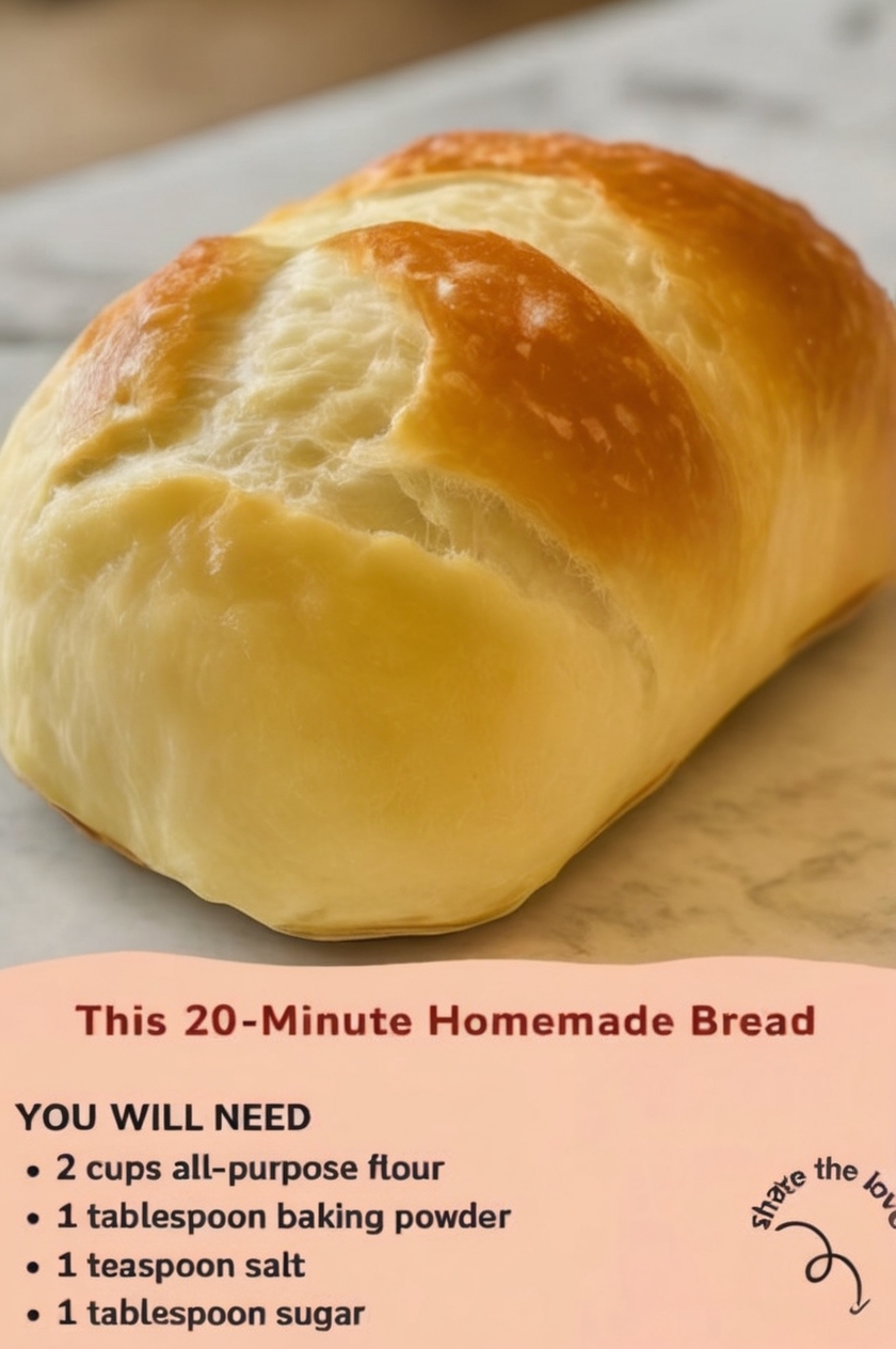 Quick, easy homemade bread with no yeast—soft, golden, and ready in just 20 minutes.
