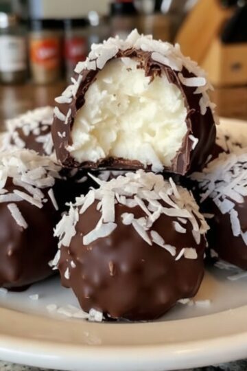 Sweet, chewy coconut centers coated in rich chocolate — a no-bake treat perfect for holidays, gifts, or anytime cravings.