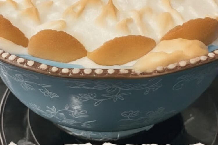 A Southern classic made with rich, from-scratch pudding, layers of bananas and vanilla wafers, and topped with golden meringue.