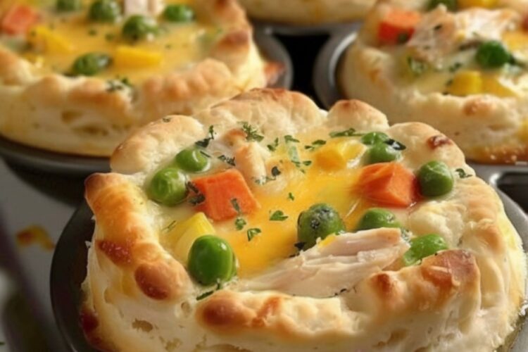 Golden, flaky, and filled with creamy chicken and veggies—these bite-sized pot pies are the ultimate comfort food made easy.