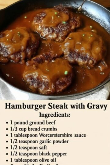 Juicy, flavorful hamburger steaks smothered in a rich, golden onion gravy. The ultimate comforting dinner made with simple pantry ingredients and big homemade flavor.