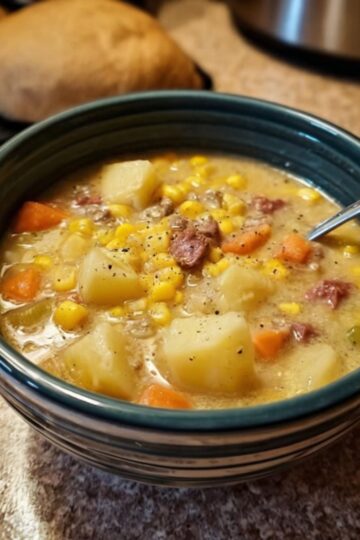 Creamy, hearty, and made for cold winter days — this Amish classic combines chicken, noodles, and vegetables in a rich, comforting broth.