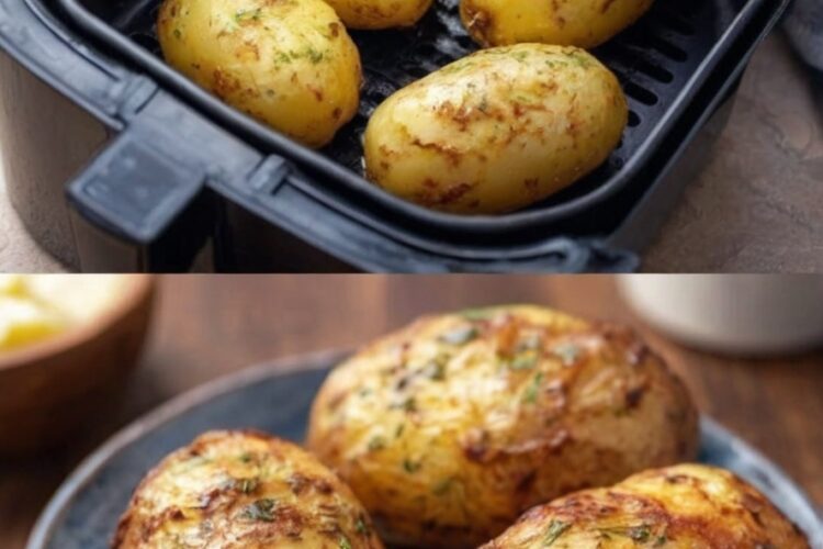Golden, crispy-skinned baked potatoes with fluffy insides—ready in half the time thanks to the air fryer.