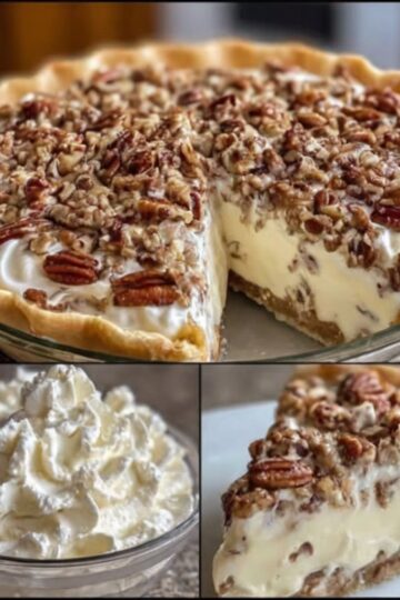 A creamy, chilled twist on classic pecan pie made with smooth cream cheese filling, buttery crust, and crunchy pecans.
