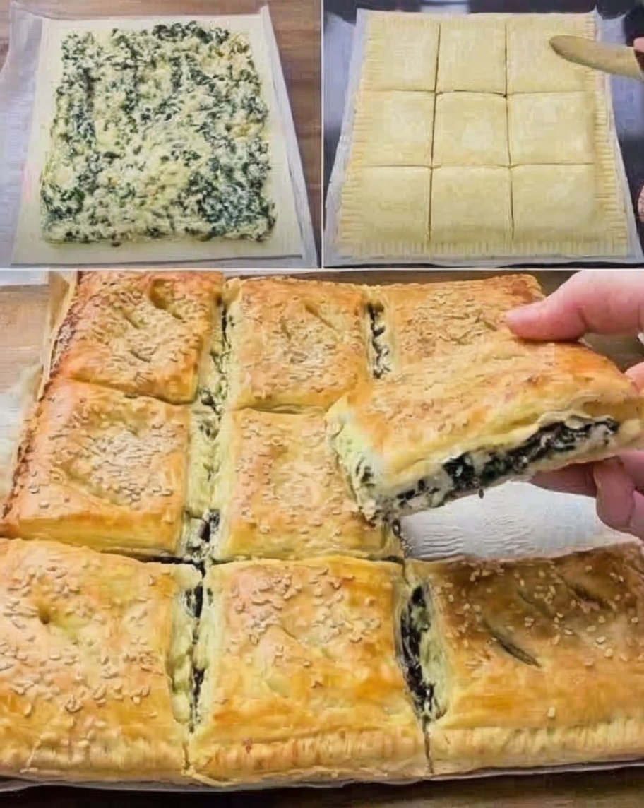 Crispy, flaky pastries filled with creamy spinach and feta — the perfect savory appetizer or snack.