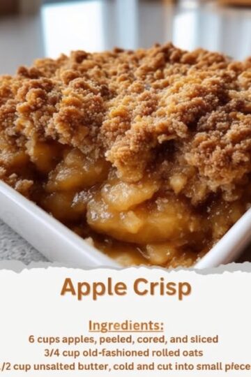 Juicy, cinnamon-spiced apples baked under a buttery oat topping for the ultimate warm and cozy dessert.