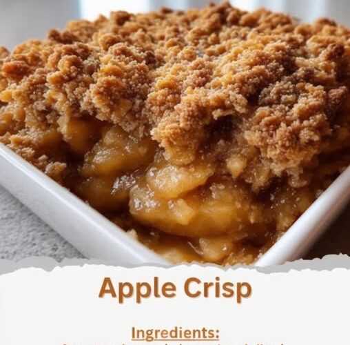 Juicy, cinnamon-spiced apples baked under a buttery oat topping for the ultimate warm and cozy dessert.