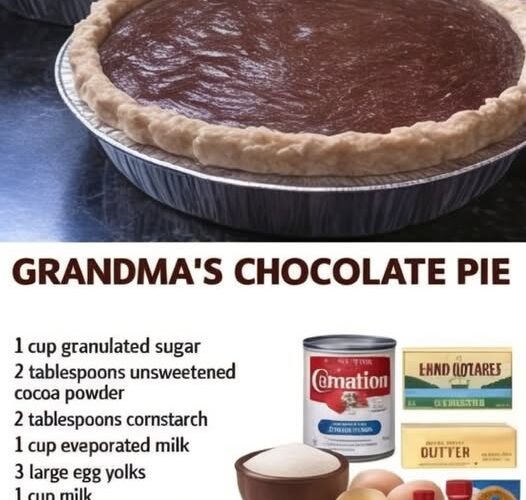 A rich, smooth, old-fashioned chocolate pie with a silky custard filling and golden crust — just like Grandma used to make.