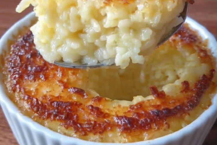 A rich, custard-style baked rice pudding made with warm cinnamon, tender rice, and a silky smooth texture. Classic comfort food at its best.