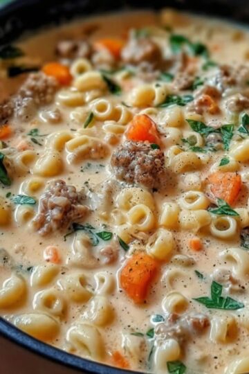 A rich, comforting one-pot soup with Italian sausage, tender ditalini pasta, and a silky Parmesan cream broth.
