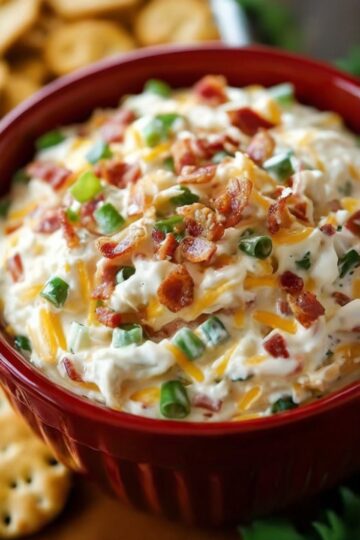 A rich, creamy, triple-cheese dip loaded with crispy bacon and baked until hot, bubbly, and irresistible — perfect for parties and comfort-food cravings.