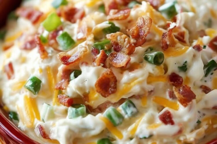 A rich, creamy, triple-cheese dip loaded with crispy bacon and baked until hot, bubbly, and irresistible — perfect for parties and comfort-food cravings.