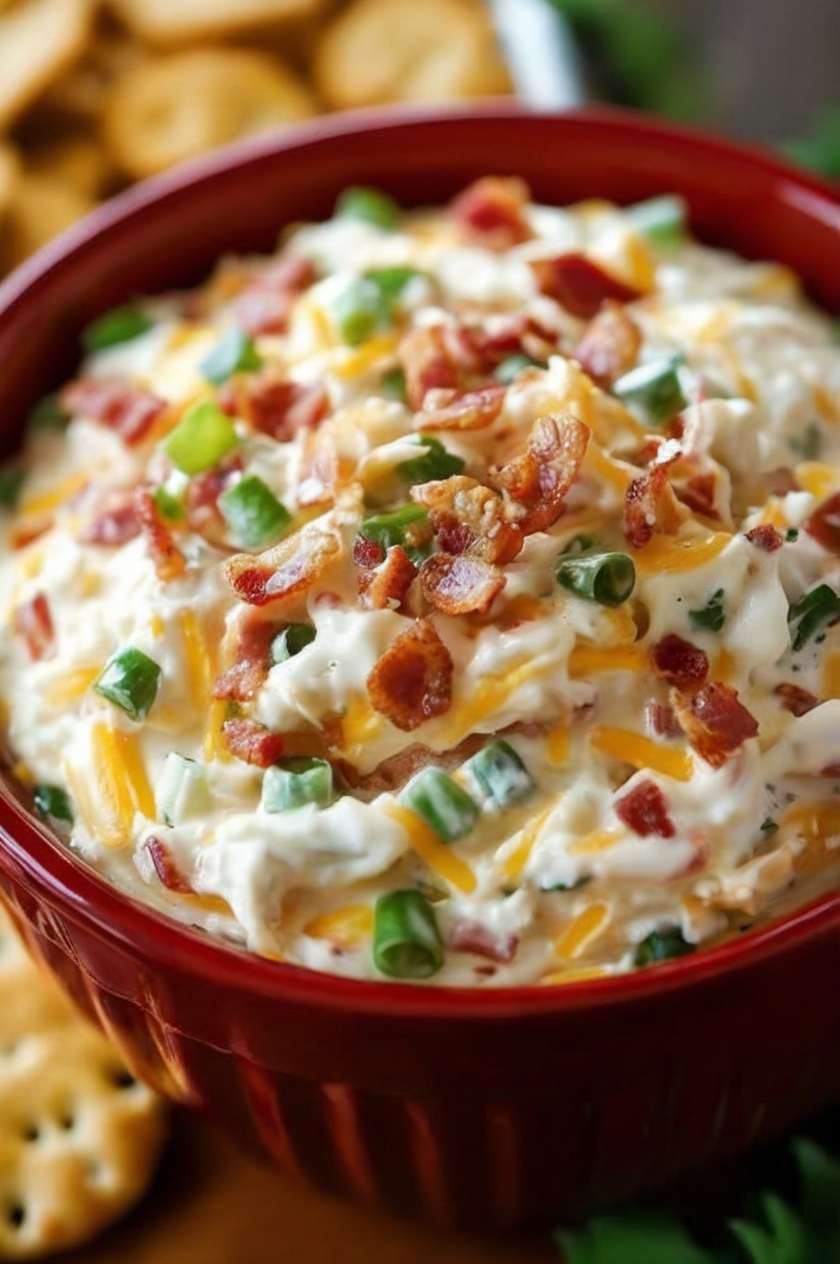 A rich, creamy, triple-cheese dip loaded with crispy bacon and baked until hot, bubbly, and irresistible — perfect for parties and comfort-food cravings.