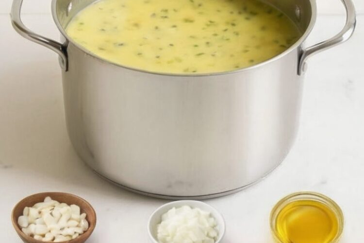 A silky, deeply comforting garlic soup made with slow-cooked cloves, rustic bread, and aromatic herbs — nourishing, warming, and timeless.