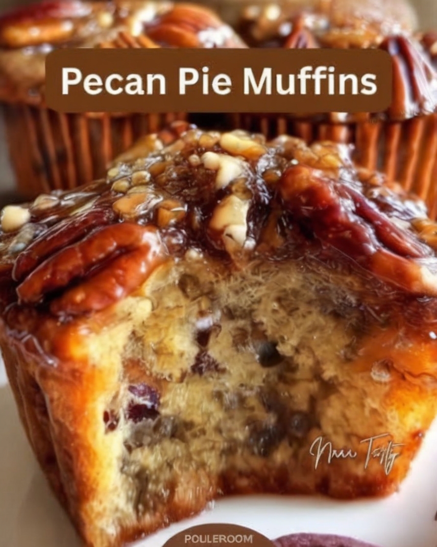 Soft, bakery-style muffins with a gooey, buttery pecan topping inspired by classic pecan pie.