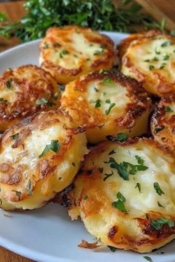 Crispy oven-baked potato slices topped with melted cheese—an easy, comforting snack or side dish everyone loves.