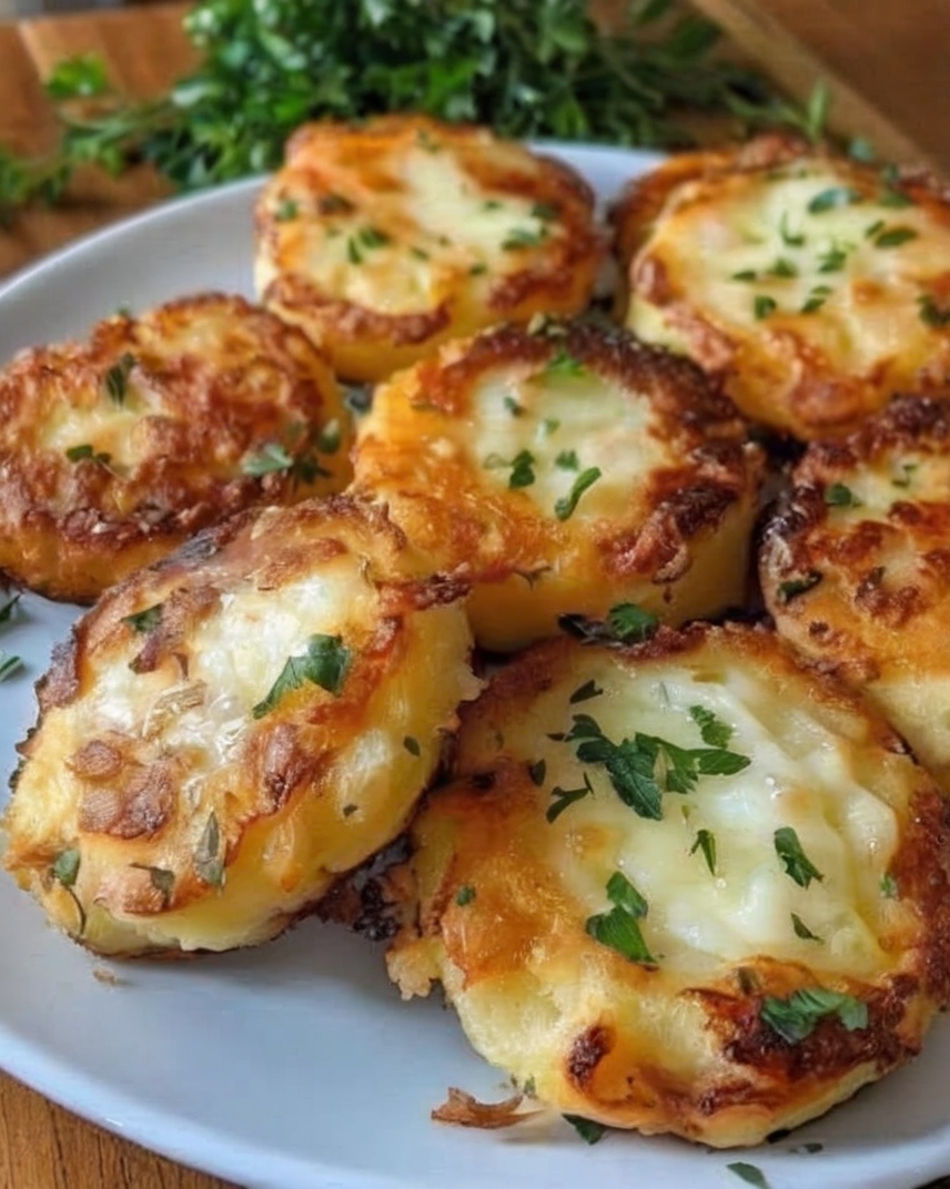 Crispy oven-baked potato slices topped with melted cheese—an easy, comforting snack or side dish everyone loves.
