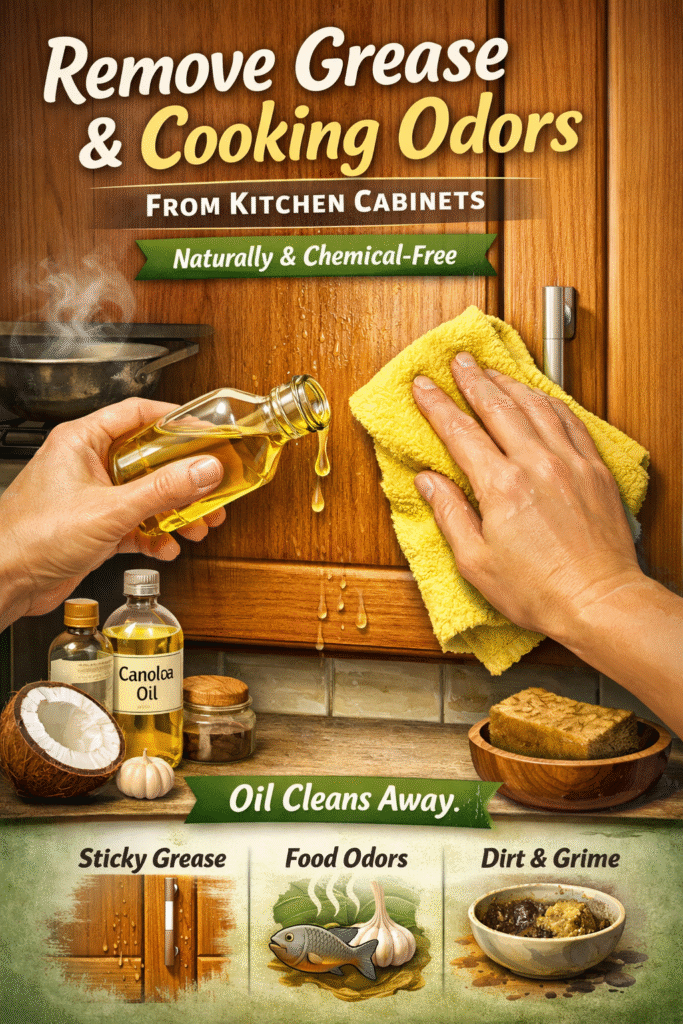 imagine blog picture for this blog How to Remove Grease and Cooking Odors from Kitchen Cabinets Without Harsh Chemicals
