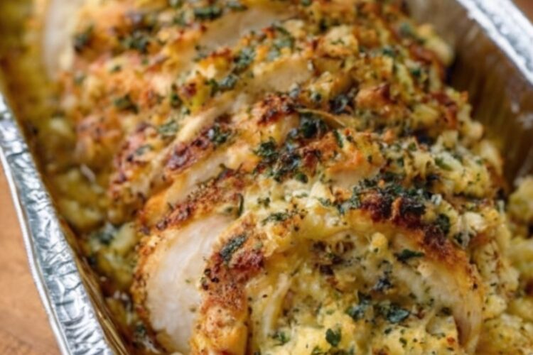 A creamy, comforting chicken and stuffing casserole made with just 4 ingredients — perfect for potlucks, weeknights, and freezer meals.
