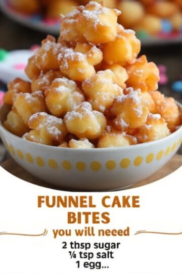 Crispy, golden funnel cake bites made at home with simple pantry ingredients—just like the fair, only better.