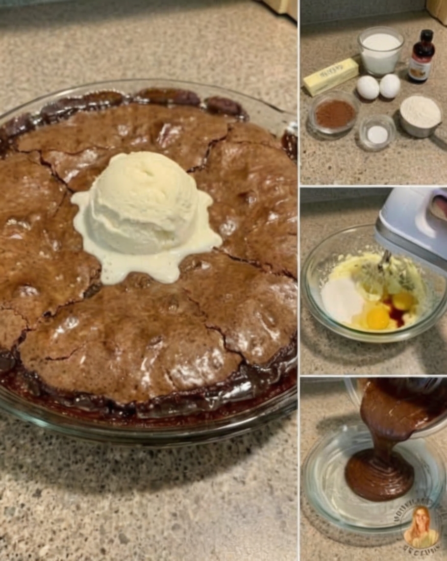 The ultimate chocolate lover's dessert: a gooey, fudgy pie with a crackly brownie-like top and a molten center that stays soft and pudding-like. One bowl, simple ingredients, and pure chocolate indulgence. Serve warm with vanilla ice cream for dessert perfection.
