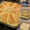 Ultimate weeknight shortcut: condensed cream of chicken and mushroom soup mixed with milk, cooked chicken, and frozen vegetables, poured into a baking dish and topped with crescent roll triangles. Baked until the filling bubbles and the topping is golden. All the comfort of pot pie without making crust or sauce from scratch. Ready in 40 minutes.
