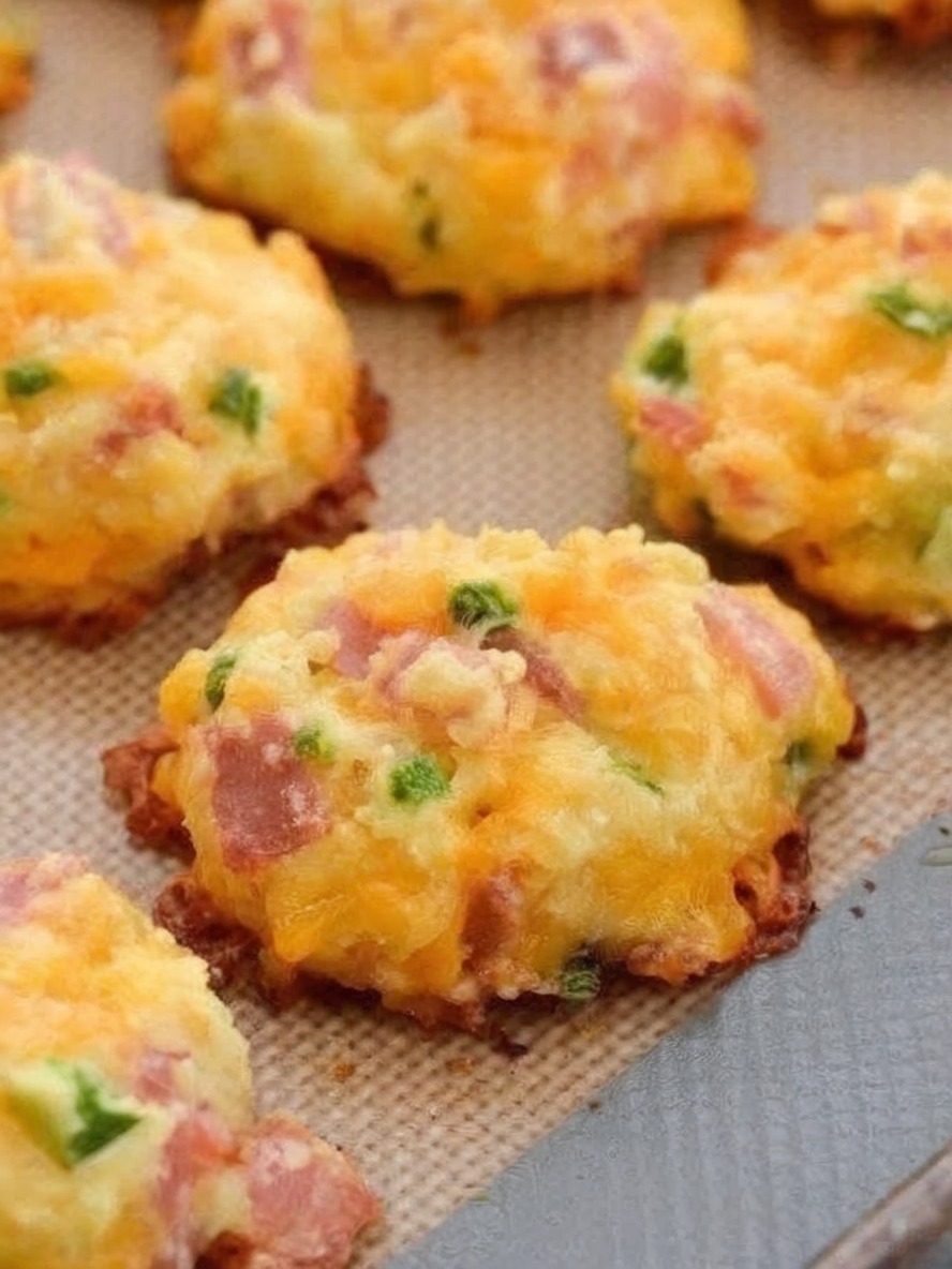 Low-carb appetizer bites packed with chopped ham, sharp cheddar, cream cheese, and spicy jalapeño. Bound with almond flour and egg, then baked until golden and crispy-edged. Only 1-2 net carbs per bite. Perfect for keto diets, parties, game day, or meal prep. Gluten-free naturally and ready in 35 minutes.